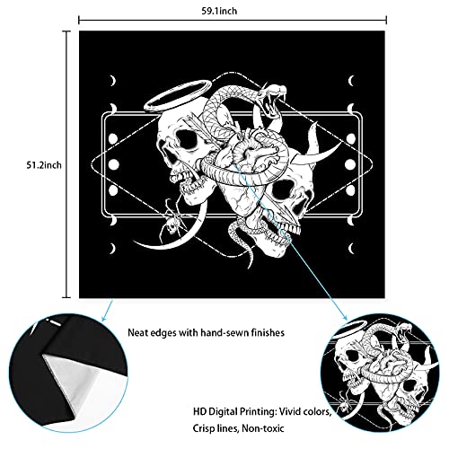 Boniboni Skull Tapestry Hippie Eyes Spider Skeleton Tapestry Wall Hanging for Room