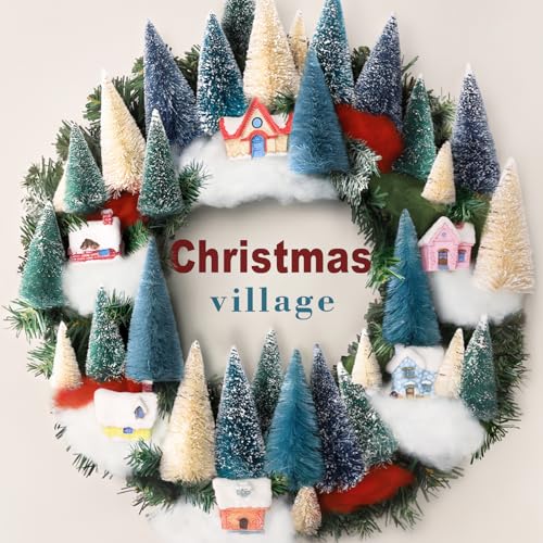 Christmas Wreaths for Front Door - 16 Inch Xmas Village Wreath - Holiday Decor for Home Wall Window