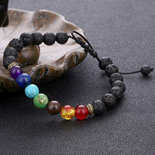 12 PCS Lava Chakra Oil Stone Diffuser Yoga Aromatherapy Essential Natural Stone Bead Bracelet 8MM