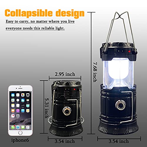 4 Packs Collapsible Solar Portable LED Camping Lantern Waterproof Solar USB Rechargeable