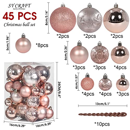 45pcs Christmas Ball Ornaments for Christmas Trees Decorations