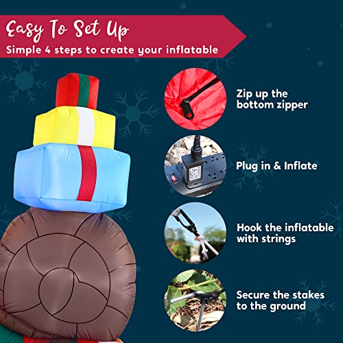 6 FT Christmas Inflatable Cute Snail w/ a Stack of Gifts