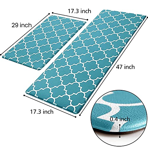 [2 PCS] Cushioned Anti-Fatigue Kitchen Rug, Waterproof Non-Slip