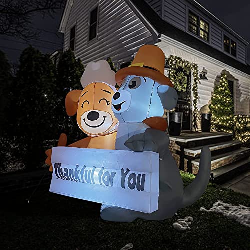 4.3FT  Dog Couple w/ Built-in LEDs Thanksgiving Decoration