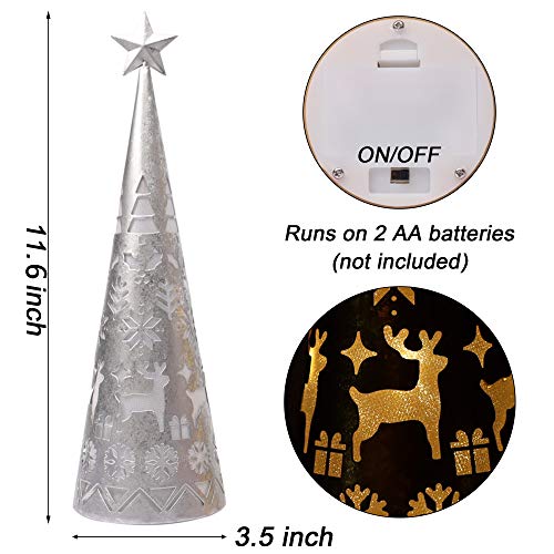 11.6 Inch Lighted Star Cone Tree for Christmas Decorations