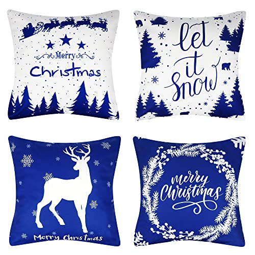 Set of 4 Christmas Throw Pillow Covers 18x18 Inch