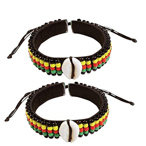 Jamaican Rasta Beads with Cowrie Shells Bracelets for Me/ Women