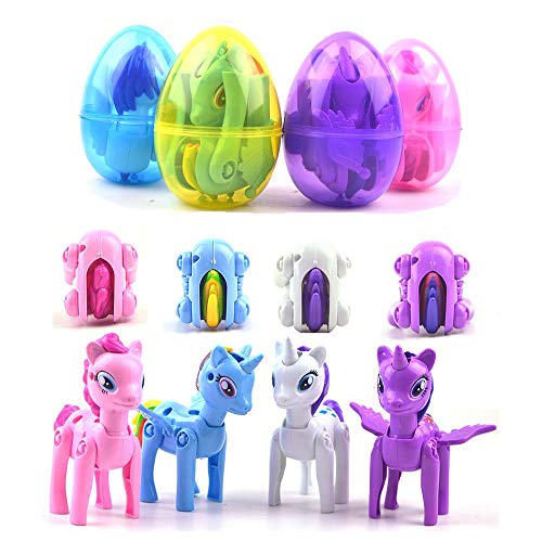 4 Pack Jumbo Unicorn Deformation Easter Eggs w/ Toys Inside for Kids