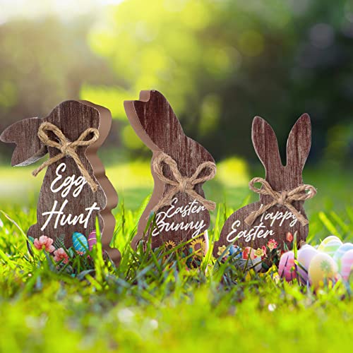 4 Pcs Easter Bunny Wood Decoration