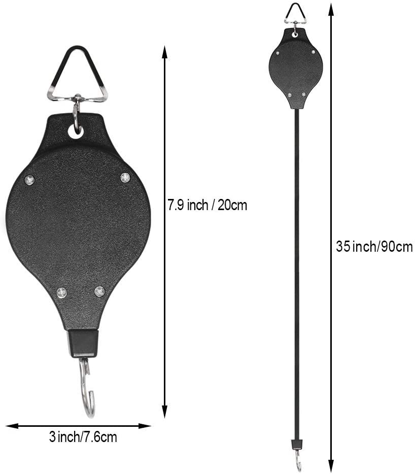 4 Pack Plant Hook Pulley, Retractable Plant Hanger Easy Reach Hanging Flower Basket