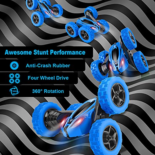 RC Cars 2.4GHz Fast Stunt RC Car, 4WD Double Sided 360° Rotating w/ Headlights