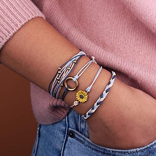 Sunflower String Bracelet Handmade Braided Rope Charms Boho Surfer Bracelet