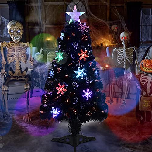 Pre-Lit Optical Fiber Christmas Artificial Tree w/ LED RGB Color Changing Lights