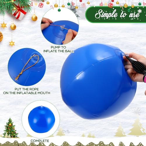 inflatable Christmas Balls Outdoor Christmas Decorations with Gold Hanging String Xmas Ornaments Balls