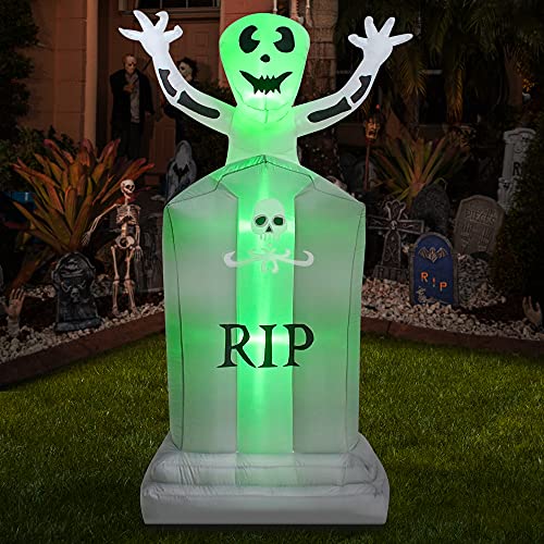 6FT Halloween Inflatables Tombstone w/ Ghost w/ LED