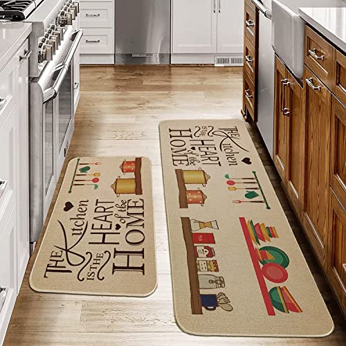 Kitchen Mats Set of 2 Non-Slip Washable