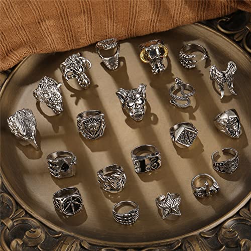 Vintage Silver Open Punk Rings for Men Women