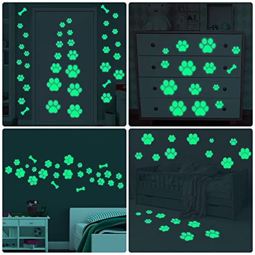 Dog Paw Print Stickers Glow in The Dark Wall Decoration