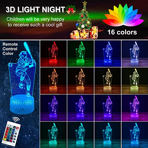 Basketball/Baseball Night Lights 16 Colors Change w/ Remote Control Optical Illusion Bedside Lamps