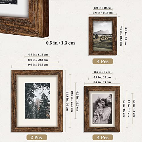 Gallery Wall Picture Frame Set - 10 pcs Family Picture Frames w/ Glass & Mat