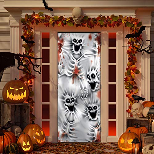 3D Design Scary Skeleton Door Cover for Halloween Skeleton Door, Window and Wall Cover