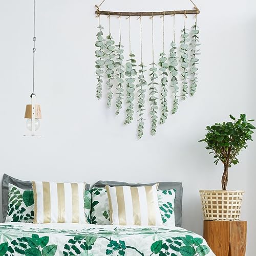 Bathroom Decor Artificial Eucalyptus Hanging Wall Decor - 22.7'' Fake Eucalyptus Greenery Leaves Stems Wall