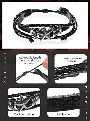 3 Pieces Leather Studded Punk Bracelet for Men/Women