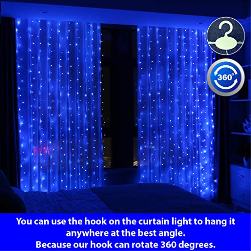 300 LED Fairy Curtain Lights with Remote 8 Modes Timer for Bedroom, 9.8x9.8Ft USB Plug in Adapter