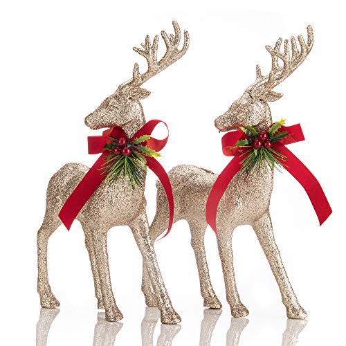 2 Pcs Glitter Reindeer Christmas Decoration