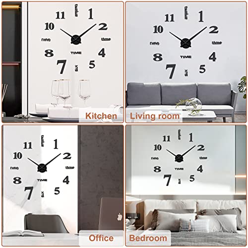 3D DIY Wall Clock Decor Sticker Mirror Frameless