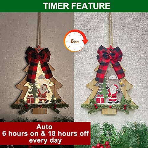 13" Prelit Christmas Tree Wreath Door Sign Decoration