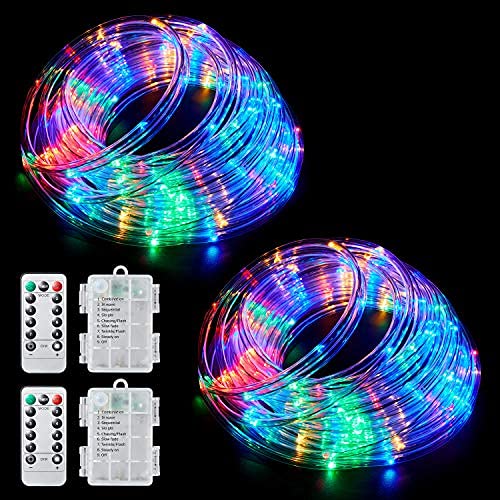 40ft Color Changing Lights String Lights, Battery Powered Light Strip, 8 Modes Hanging Fairy Lights with Remote