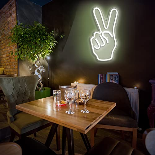 Peace Hand Neon Signs for Wall Decoration 14.4 x 7.08 inch