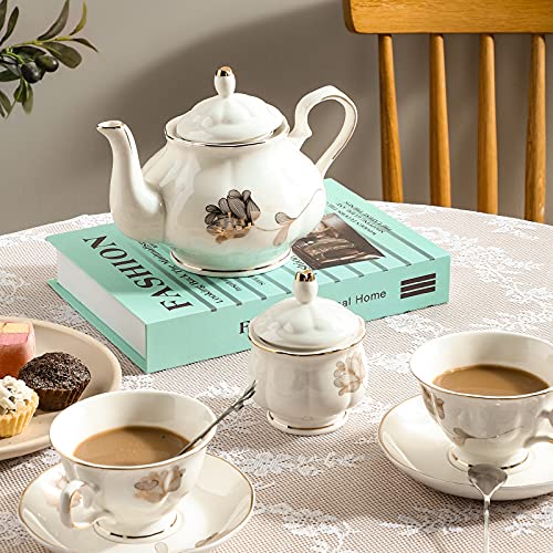 21-Piece Porcelain Ceramic Coffee Tea Sets, Cups& Saucer Service for 6