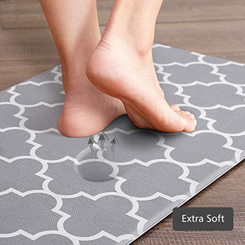 [2 PCS] Cushioned Anti-Fatigue Kitchen Rug, Waterproof Non-Slip