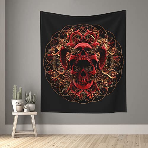 Skull Rose Floral Tapestry Wall Hanging for Home Bedroom Living Room Dorm Aesthetic