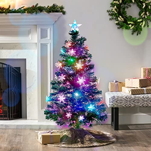 Pre-Lit Optical Fiber Christmas Artificial Tree w/ LED RGB Color Changing Lights