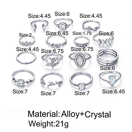 Vintage Ring Set Carved Knuckle Crystal Rings Set Gold Stackable Midi Rings Finger Jewelry for Women