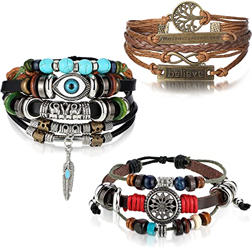 3 Pieces Womens Boho Beaded Bracelets