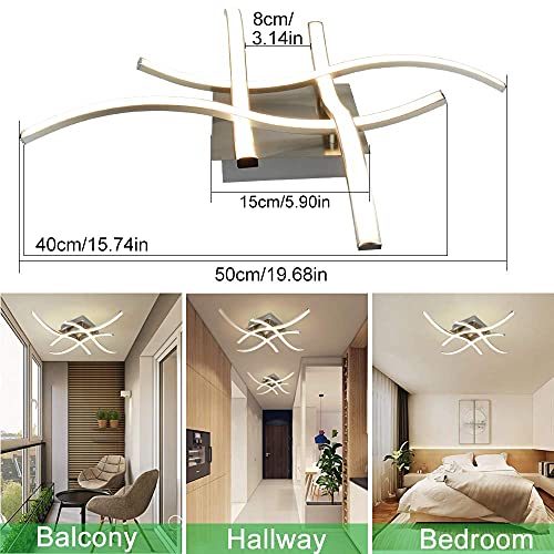 4-Light Modern LED Ceiling Light, 18W Curved Design