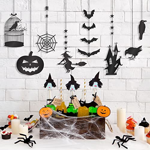 Hanging Ornaments PVC Waterproof Pumpkin Witch Haunted House Bat Spider Black Signs with Rope