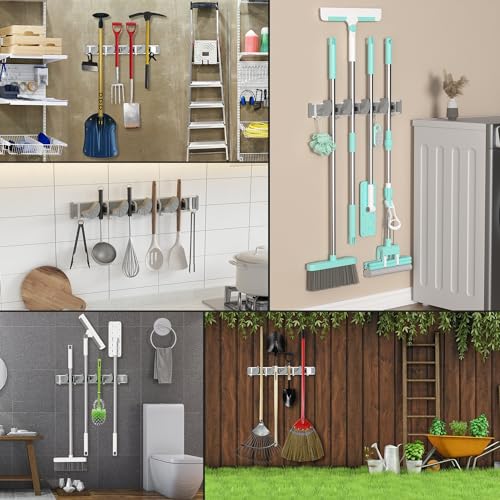 Holder Wall Organization and Storage Organizer(4 Positions with 4 Hooks, Black)