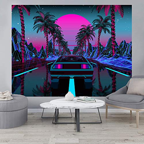 Urban Street Scene -Cars Palm Trees Sunset Tapestry