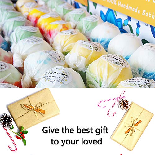 Organic Bath Bombs Gift Set, 50 Handmade Bulk Bath Bombs Wonderful Fizz Effect Bath Gift