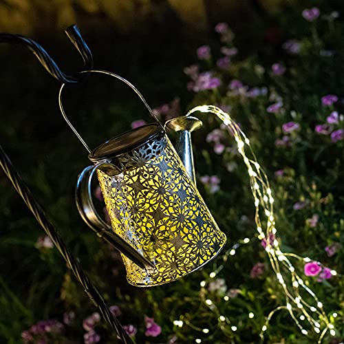 Solar Star Shower Garden Art Watering Can w/ Lights