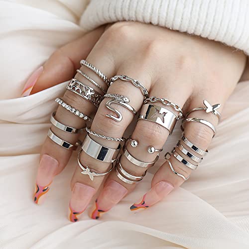 Vintage Silver Knuckle Rings Set for Women