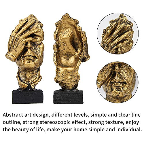 3 Pcs Thinker Statue, Silence is Gold Abstract Art Figurine