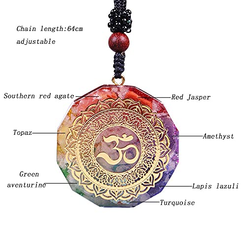 Orgonite Pendant Om Symbol Luminous Chakra Healing Energy Necklace Meditation Jewelry 1.38in