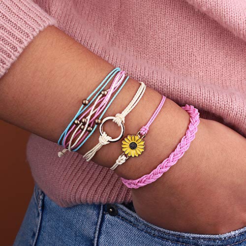 Sunflower String Bracelet Handmade Braided Rope Charms Boho Surfer Bracelet