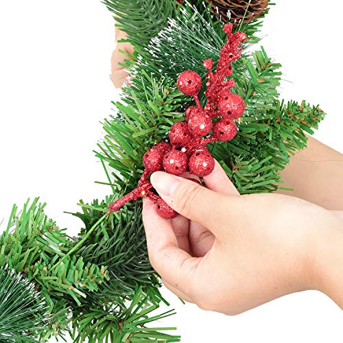 14 Pack Christmas Glitter Berries Stems- 7.8Inch